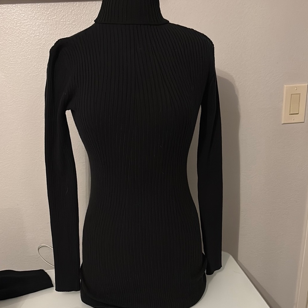 Black Ribbed Turtleneck Sweater